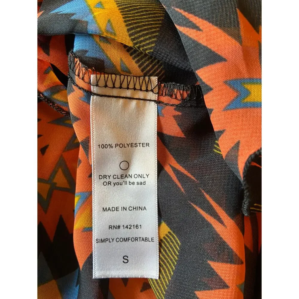 NWT Lularoe Aztec Swimsuit Cover with Black Fringe Detail Boho S Western Beach